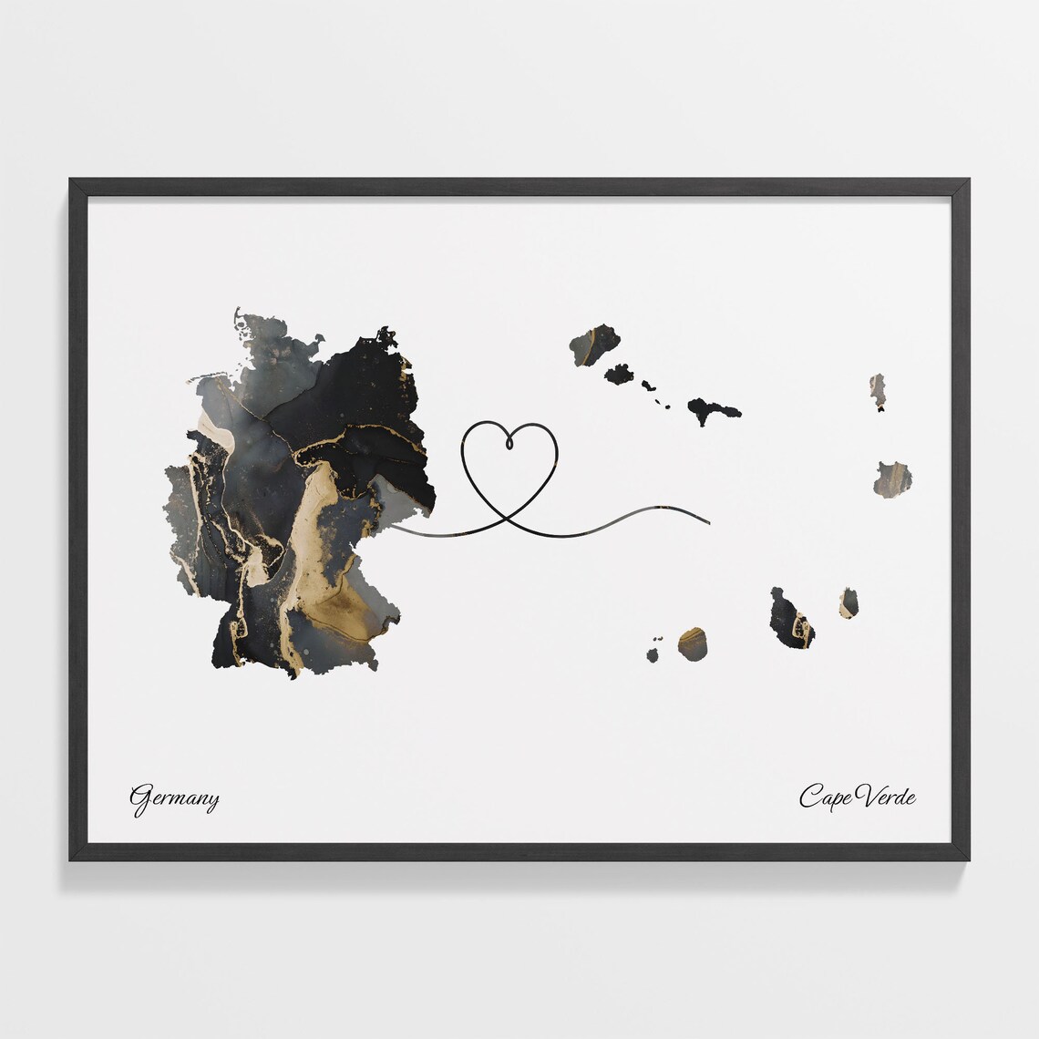 Germany to Cape Verde Map Poster, Travel Art