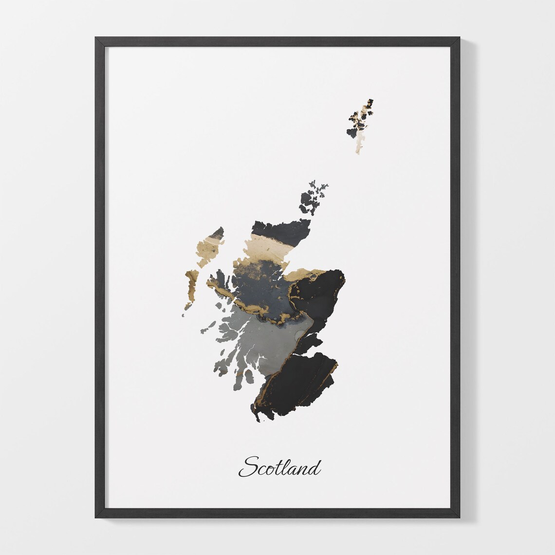 Scotland Map Art Print, Elegant Country Artwork