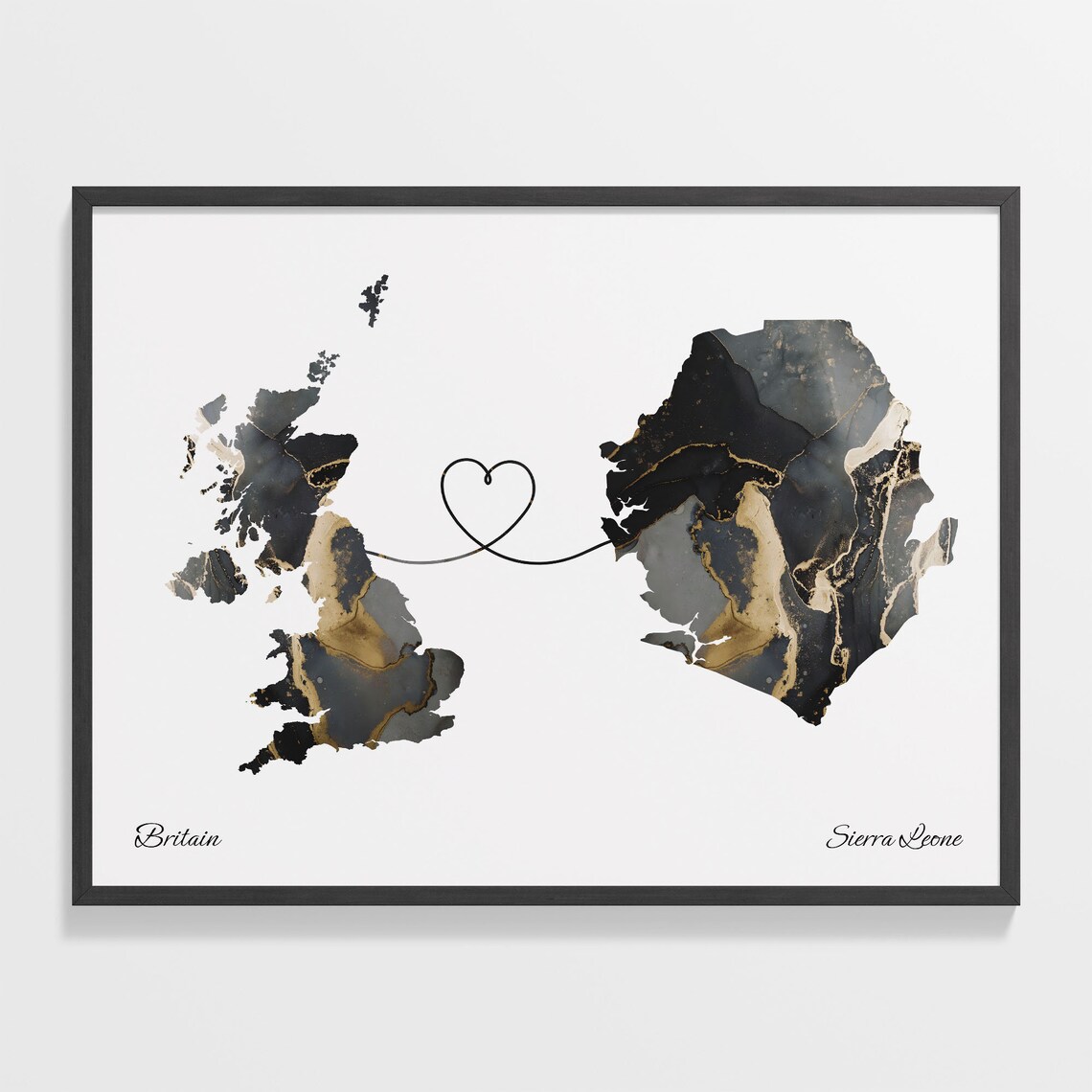 Britain To Sierra Leone Dual Countries Map Art Print