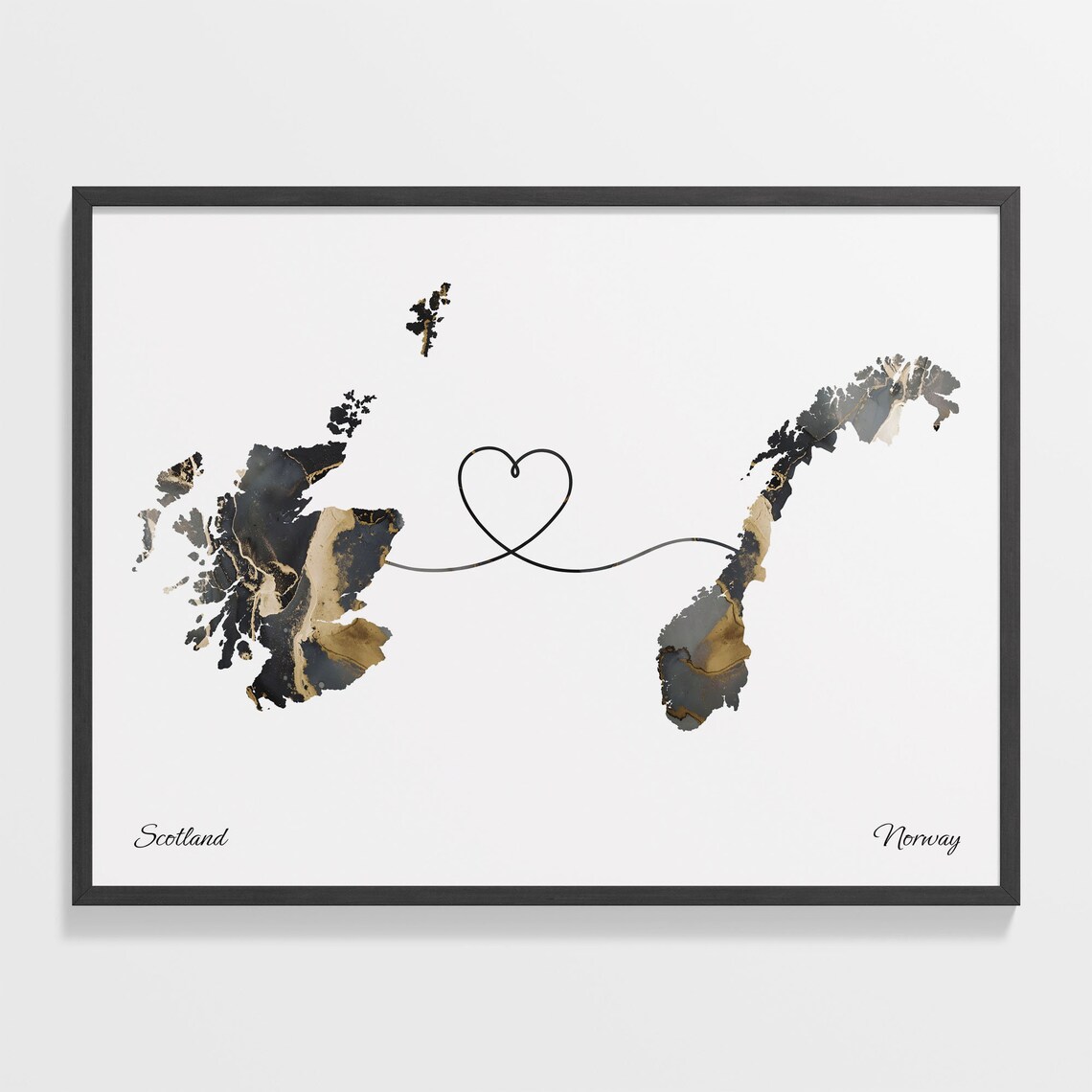 Scotland To Norway Travel Map Poster, Two Countries