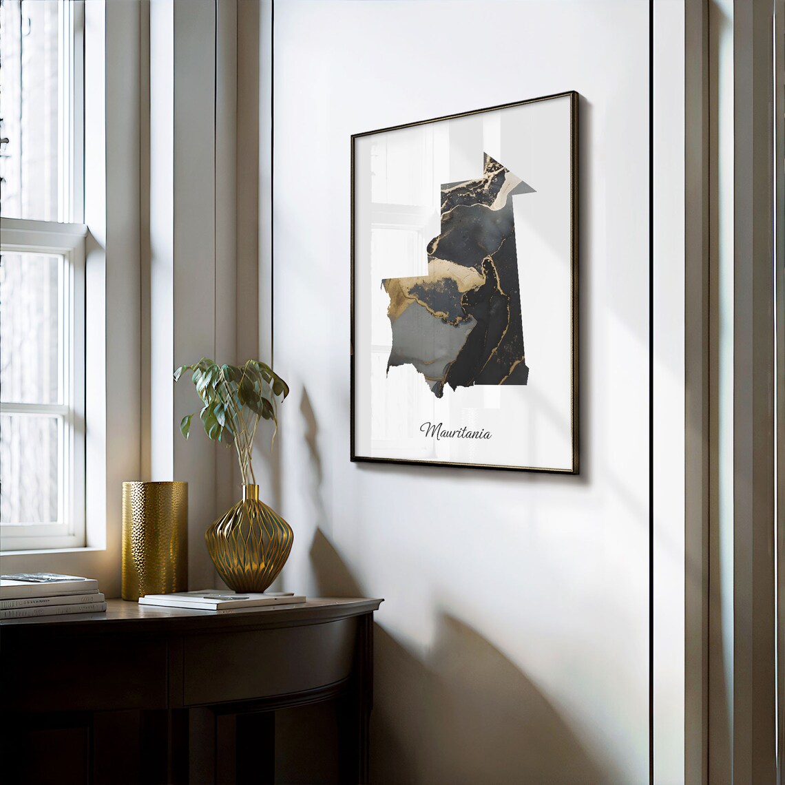 Mauritania Black and Gold Marble Country Map Elegant Decor Poster - Image 3