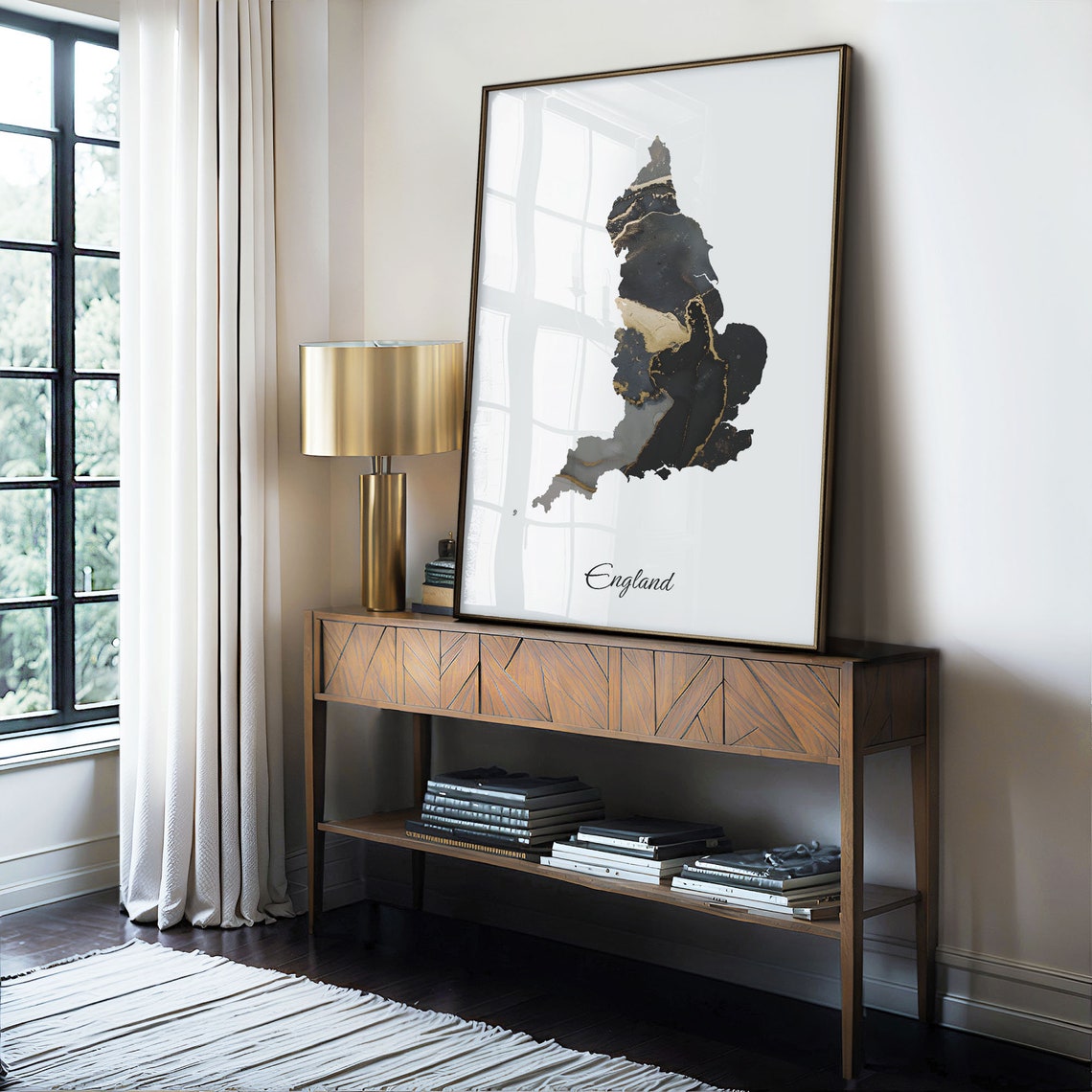 England Black And Gold Marble Map Minimalist Elegant Art Poster - Image 4