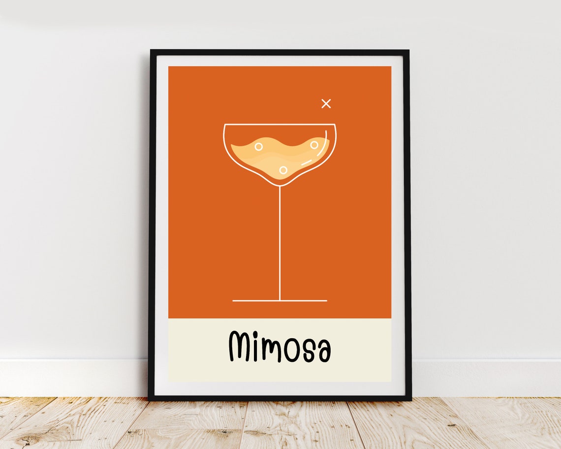 Mimosa Coupe Glass Orange Minimalist Brunch Drink Art Poster - Image 2