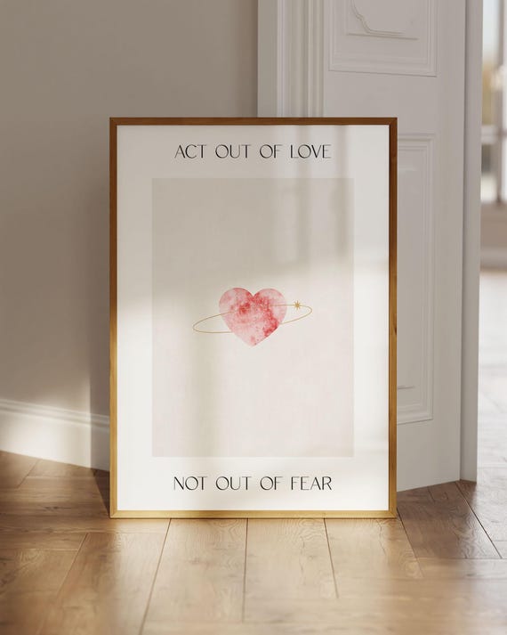 Pink Heart Poster, Positive Quote Wall Art