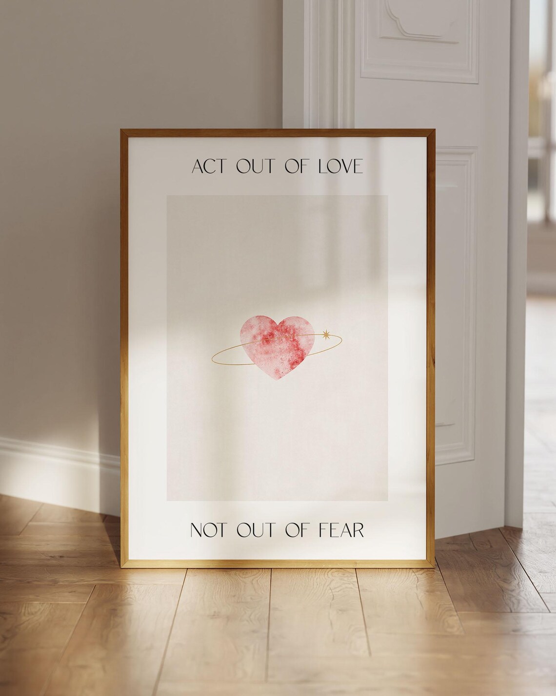 Pink Heart Poster, Positive Quote Wall Art