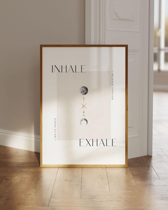 Inhale Exhale Quote Art Print, Spiritual Yoga