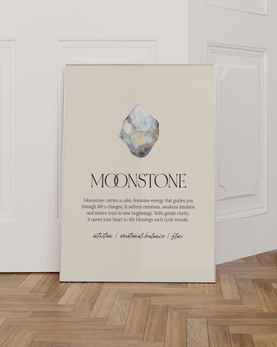 Moonstone Poster, Crystal Stone Healing Gift