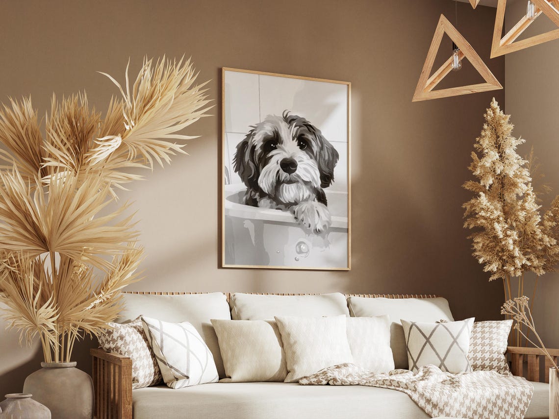 Havanese Dog Art Print, Minimalist Bath Time Poster - Image 3