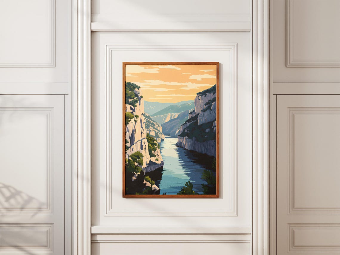 Verdon Gorge France Poster Travel French River Landscape Print Vacation Home Decor European Nature Art Illustrated Wall Modern - Image 2