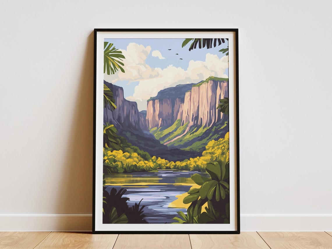 Venezuela Gran Sabana Tepui Mountains River Jungle Valley Poster