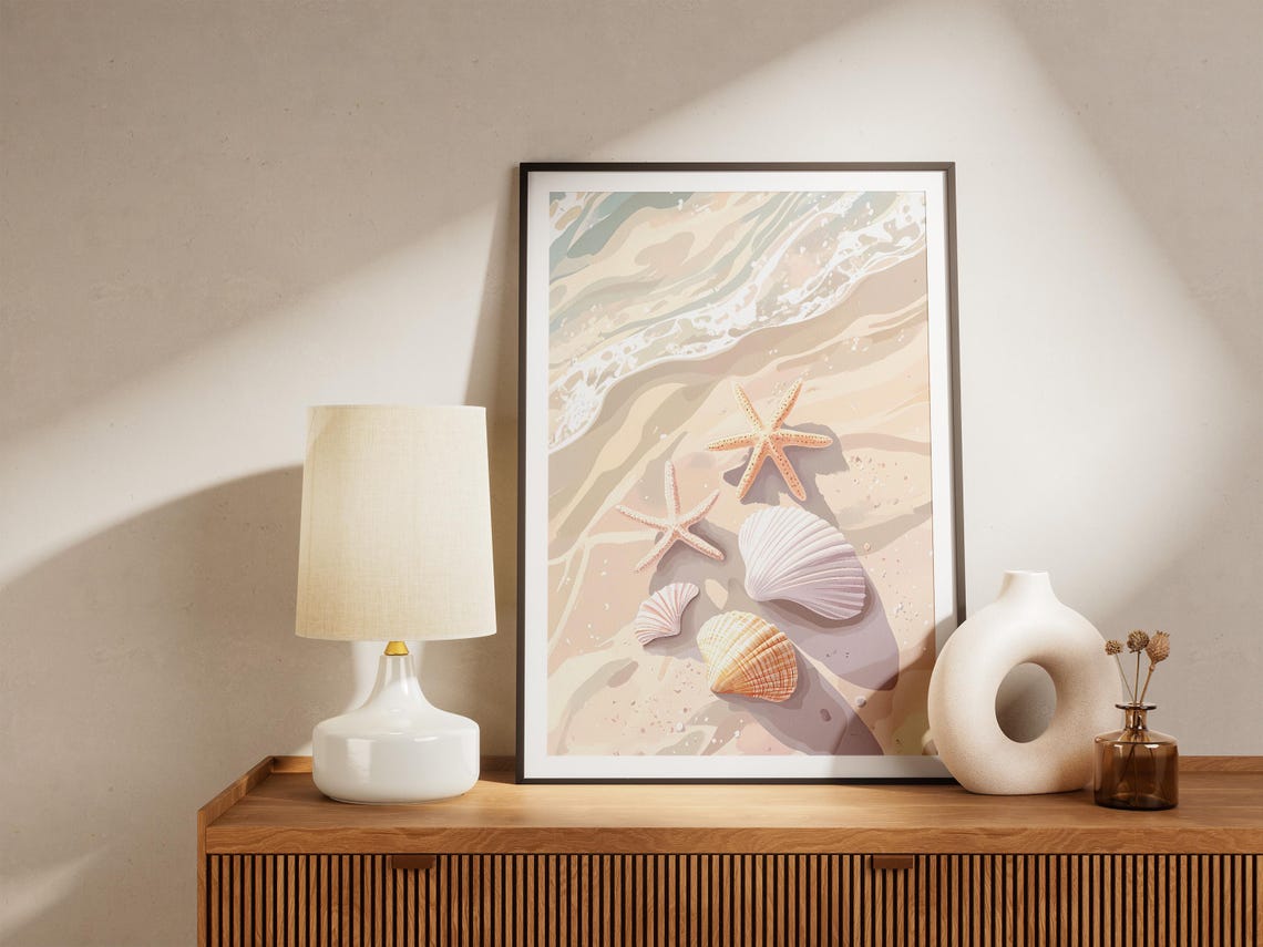 Seashell Starfish Beach Coastal Summer Ocean Sandy Shore Poster - Image 4