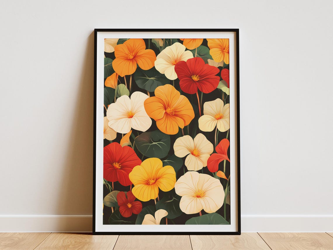 Nasturtium Blooms Colorful Dense Garden Tapestry Floral Poster