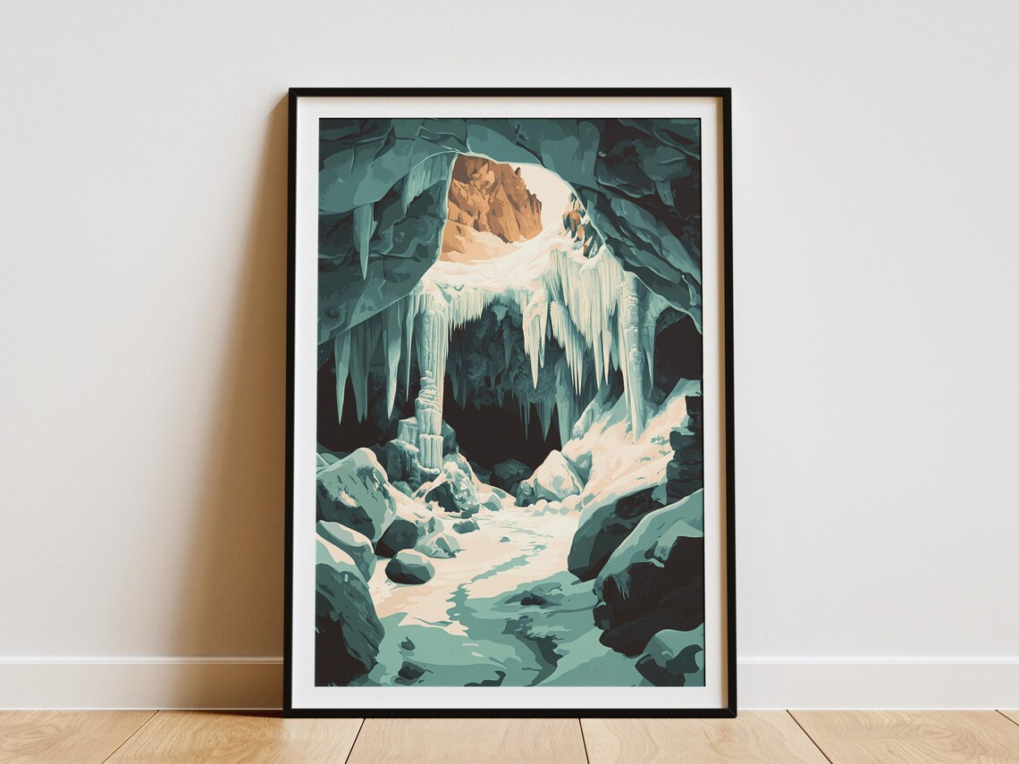 Eisriesenwelt Austria Ice Cave Stalactites Nature Travel Poster
