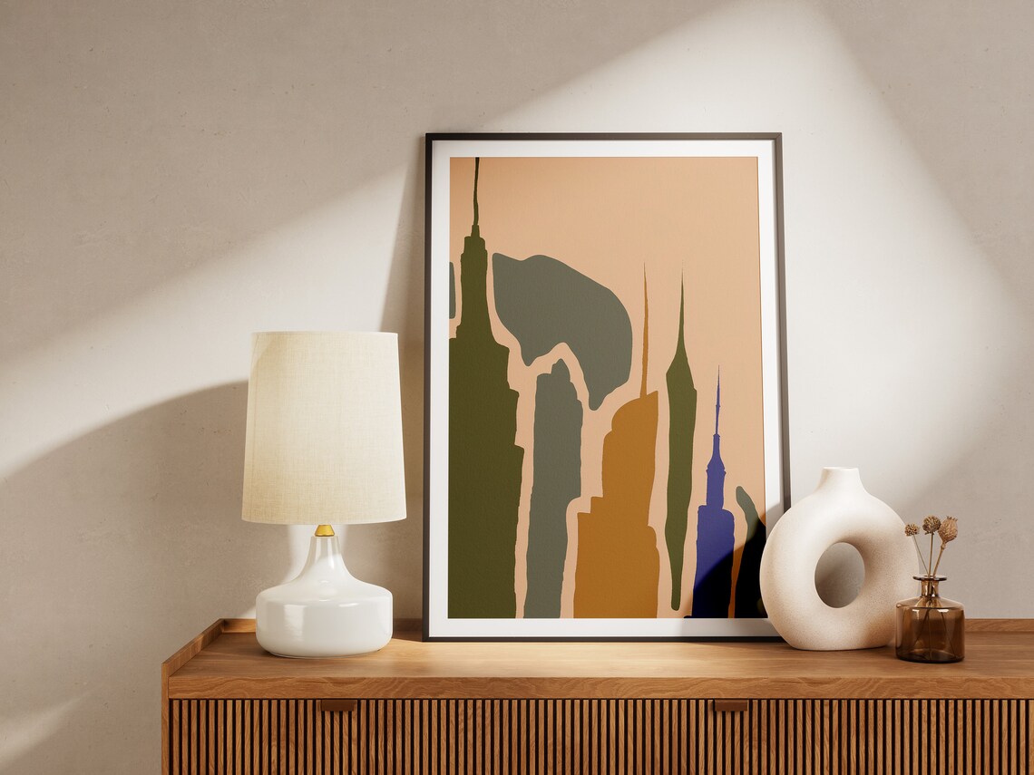 New York City Skyline Abstract Colorful Modern Minimalist Art Print - Image 2