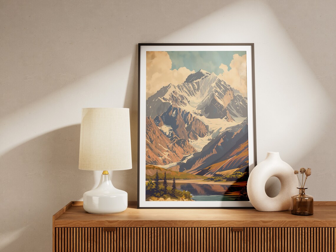 Denali National Park Snow Capped Mountain Glacier Vintage Travel Poster - Image 2