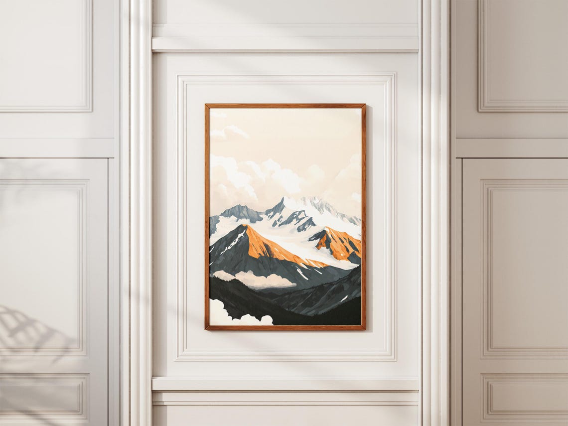 Golden Sunlight on Snowy Peaks Rising Above the Clouds Poster - Image 2