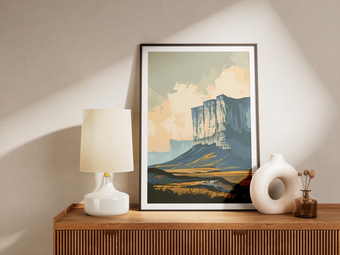 Mesa Butte Desert Cliffs Golden Hour Vintage Landscape Poster - Image 2