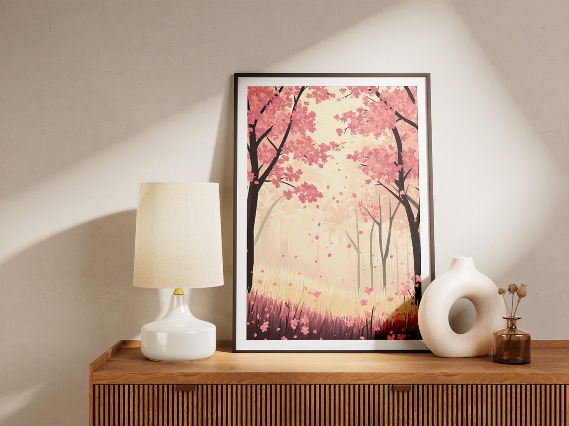 Pink Cherry Blossom Trees Soft Spring Bloom Botanical Flower Poster - Image 5