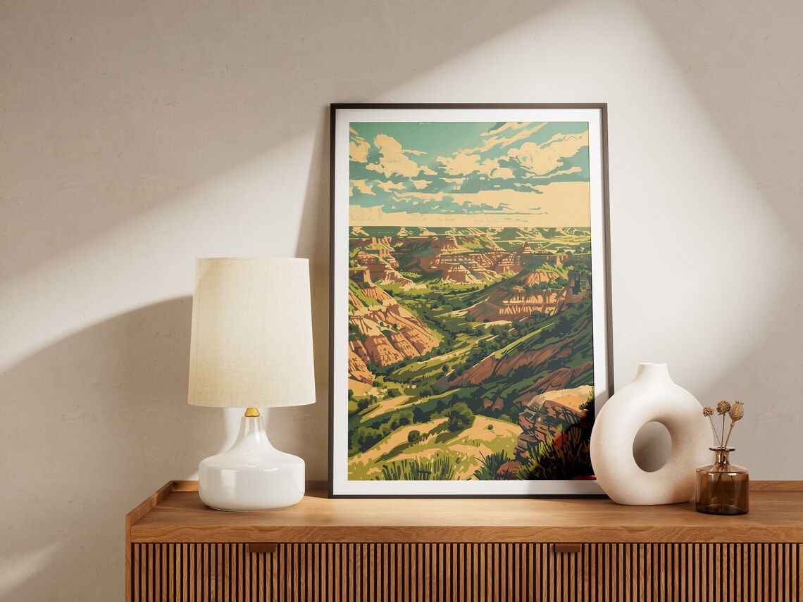 Theodore Roosevelt National Park Painted Badlands Vintage Travel Poster - Image 2