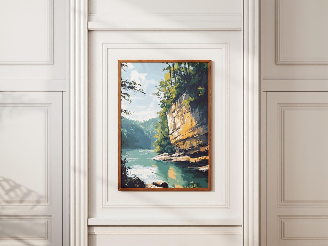 Red River Gorge Kentucky Sandstone Cliff River Nature Art Poster - Image 2