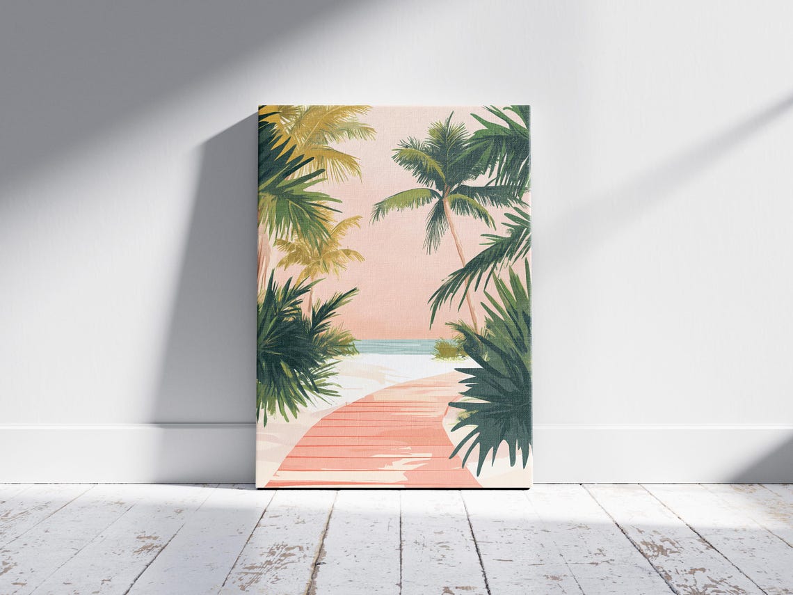 Tropical Palm Beach Boardwalk Coastal Summer Vacation Poster - Image 2