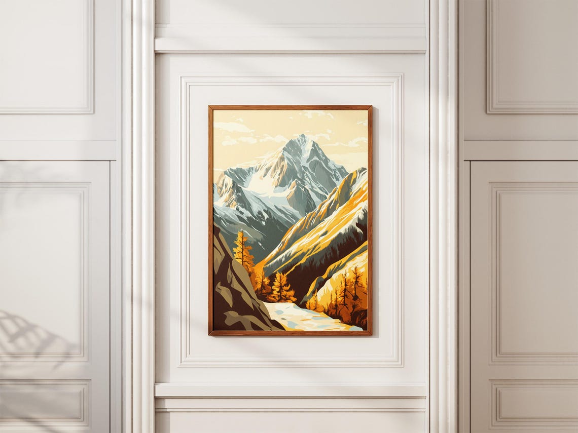 Altai Mountains Russia Poster Golden Autumn Landscape Print Vintage Travel Poster Nature Art Hiking Poster Snow Capped Peaks Siberian - Image 2