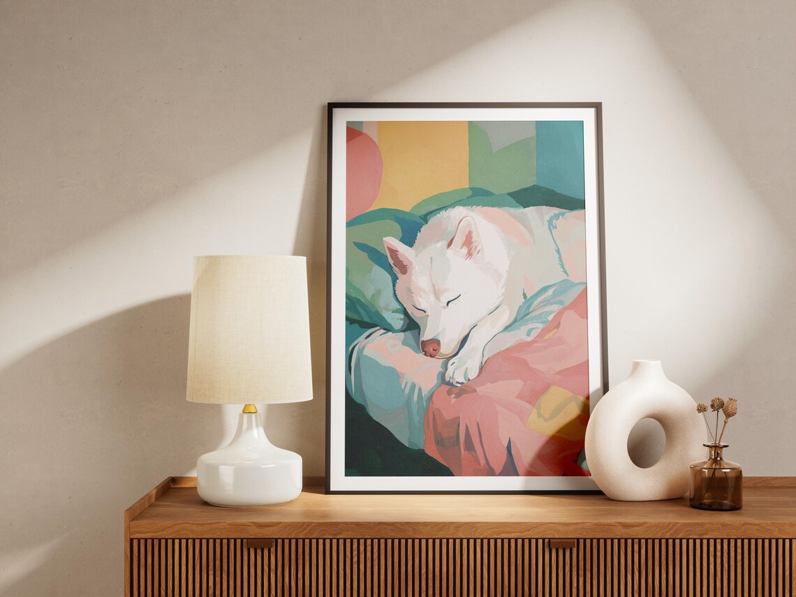 Matisse-Inspired Sleeping Husky Dog Art Print - Image 4