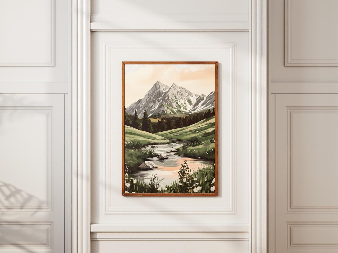Mountain River Landscape, Calm Peaceful Scene - Image 2