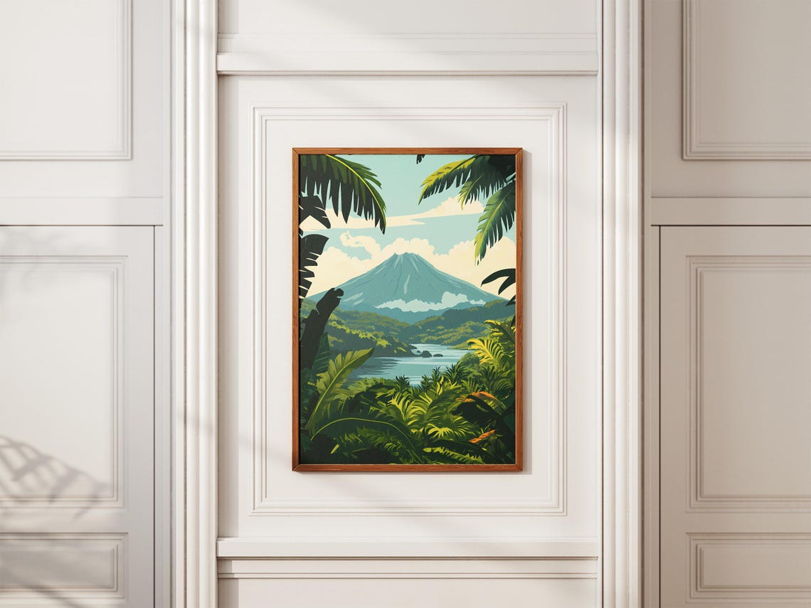 Virunga National Park Congo Volcano Jungle Lake Travel Poster - Image 2