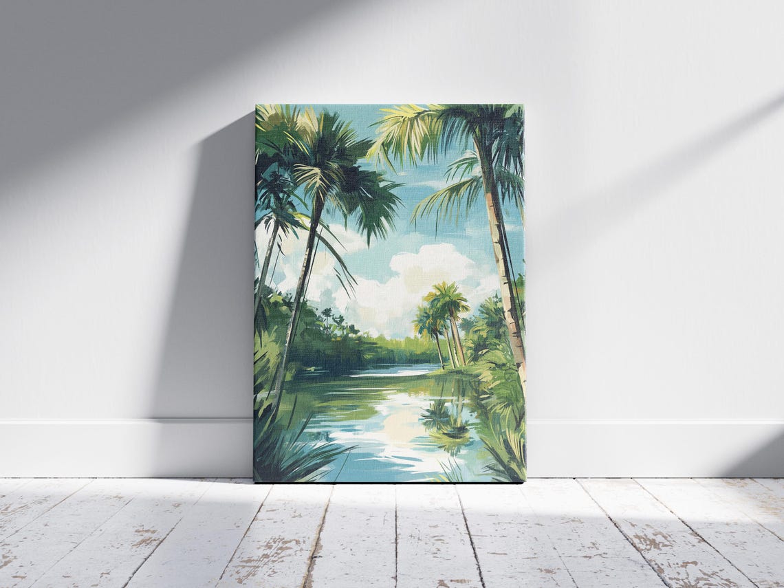 Biscayne National Park Florida Tropical River Palm Tree Art Poster - Image 2
