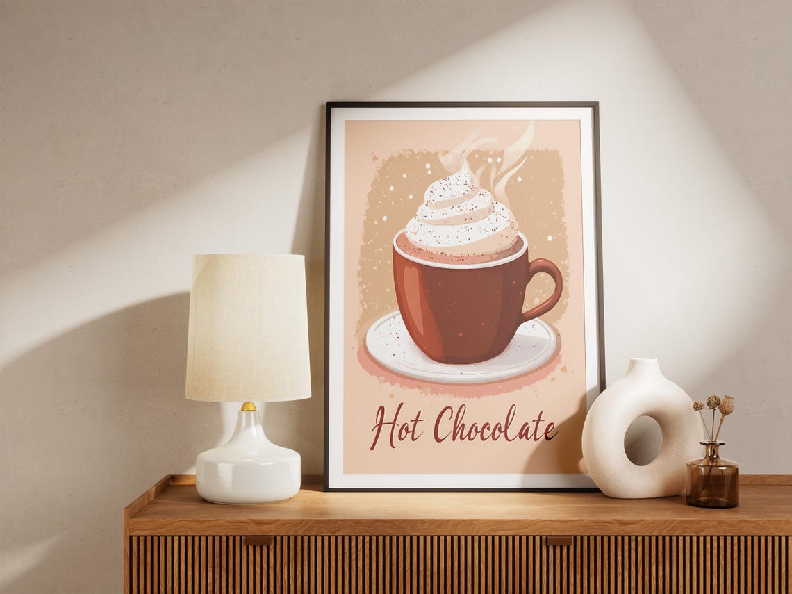 Classic Hot Chocolate Whipped Cream Mug Cozy Winter Beverage Poster - Image 5