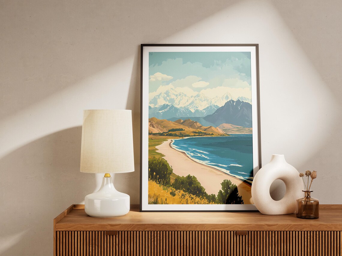 Issyk Kul Lake Kyrgyzstan Snow Capped Mountains Beach Travel Poster - Image 5
