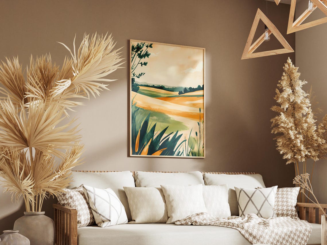 Golden Wheat Fields Rolling To The Horizon Warm Landscape Poster - Image 3