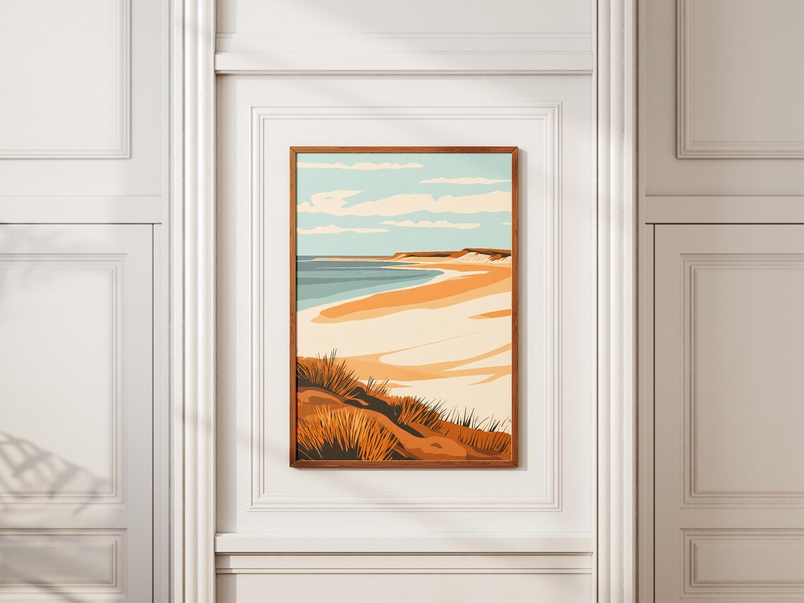Donana National Park Spain Orange Dunes Beach Scene Art Poster - Image 2