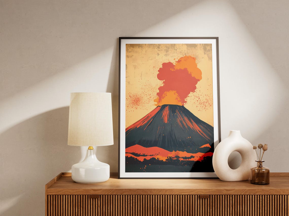 Yasur Volcano Vanuatu Eruption Ash Plume Abstract Art Poster - Image 5