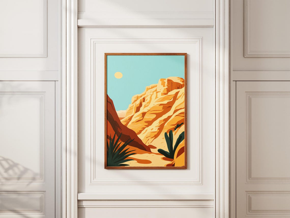 Desert Canyon Poster Sandstone Cliffs Cactus Wall Decor Gift Decor - Image 2