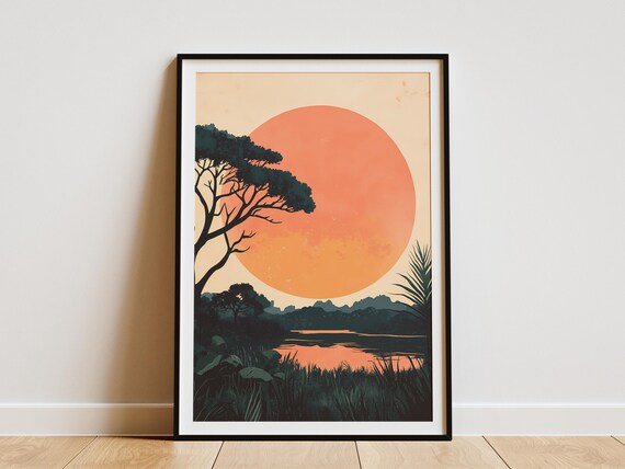iSimangaliso Wetland Park Sunset Giant Sun South Africa Poster