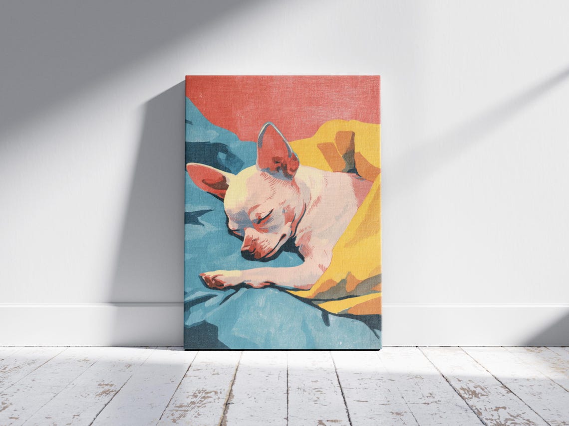 Chihuahua Sleeping Matisse Style Colorful Abstract Dog Art Poster - Image 2