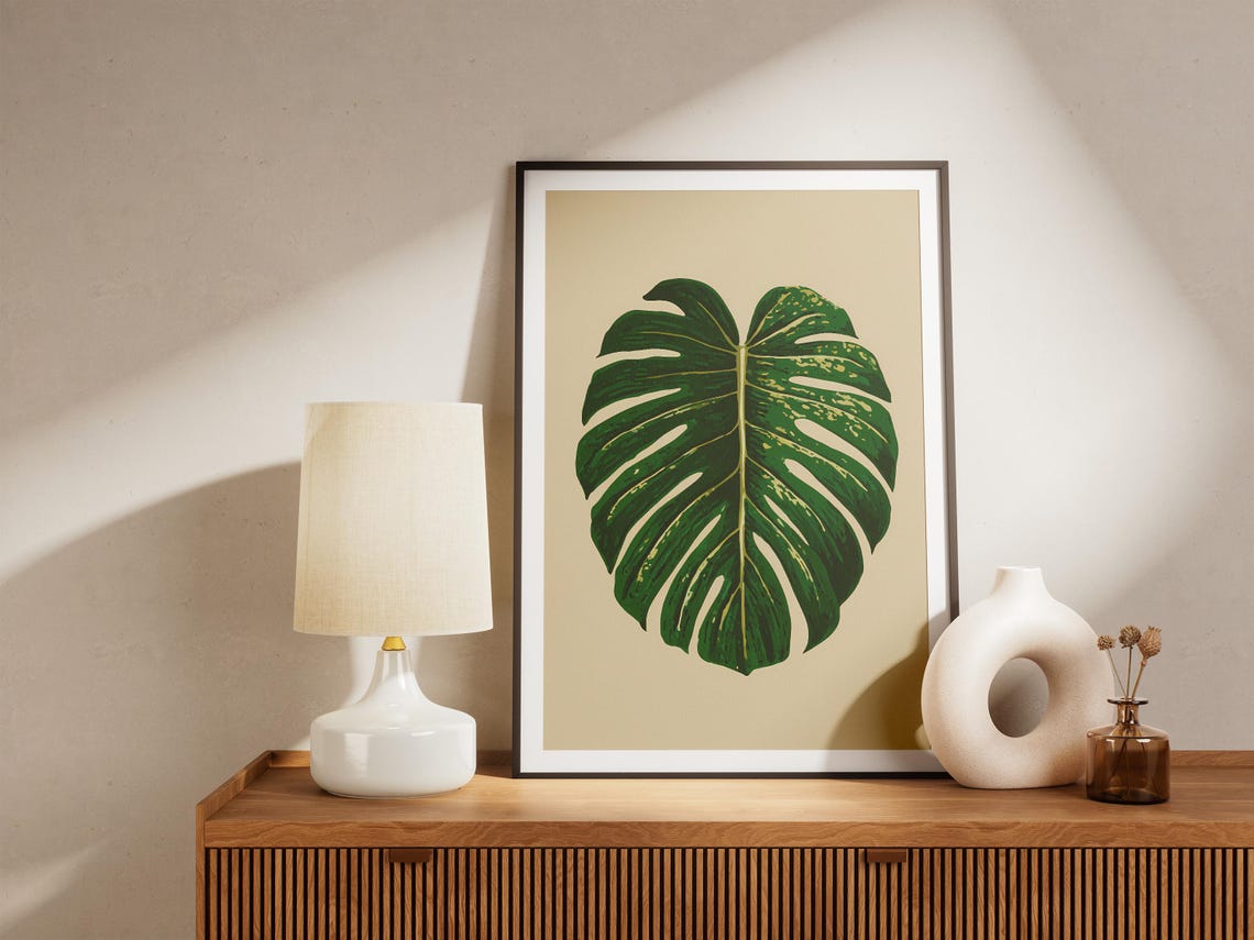 Monstera Leaf Botanical Illustration Minimal Tropical Plant Poster - Image 4