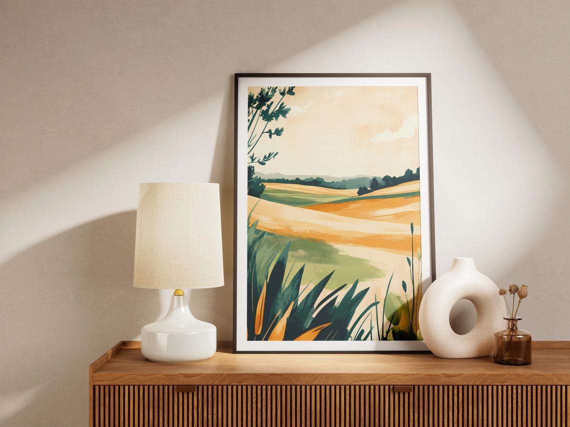 Golden Wheat Fields Rolling To The Horizon Warm Landscape Poster - Image 5