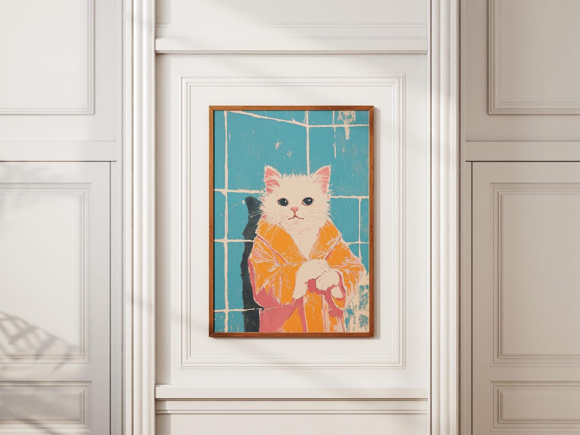 Ragdoll Kitten Art Print Baby Animal Bathrobe Bathroom Poster Cute Cat Wall Decor Funny Pet Lover Gift - Image 2