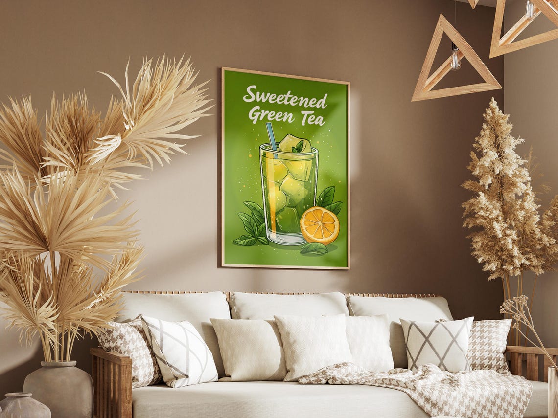 Iced Sweetened Green Tea With Lemon Retro Beverage Art Poster - Image 3