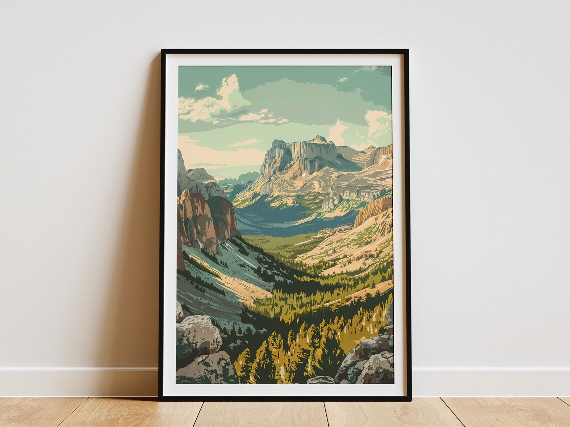 Great Basin National Park Mountain Valley Cliffs Vintage Travel Poster
