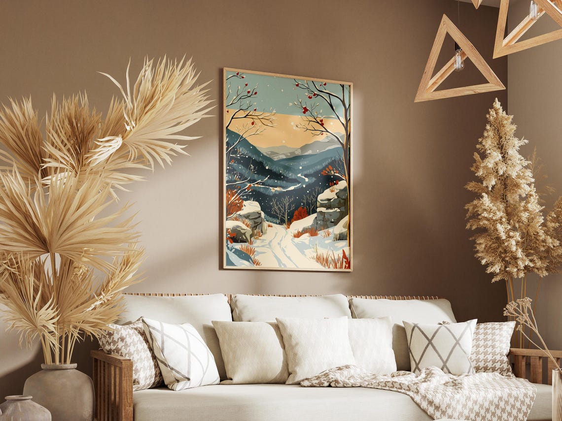 Shenandoah Winter Valley With Snowy Blue Ridges Vintage Poster - Image 3