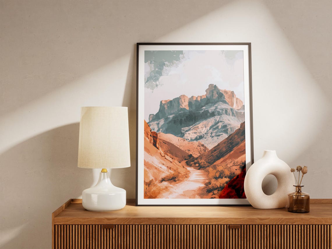 Red Rock Desert Canyon Trail Sunlit Southwest Landscape Poster - Image 4