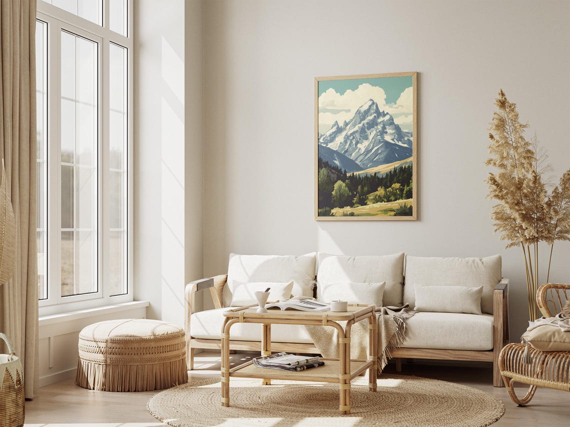 Grand Teton National Park Jagged Snow Peak Pine Forest Poster - Image 4