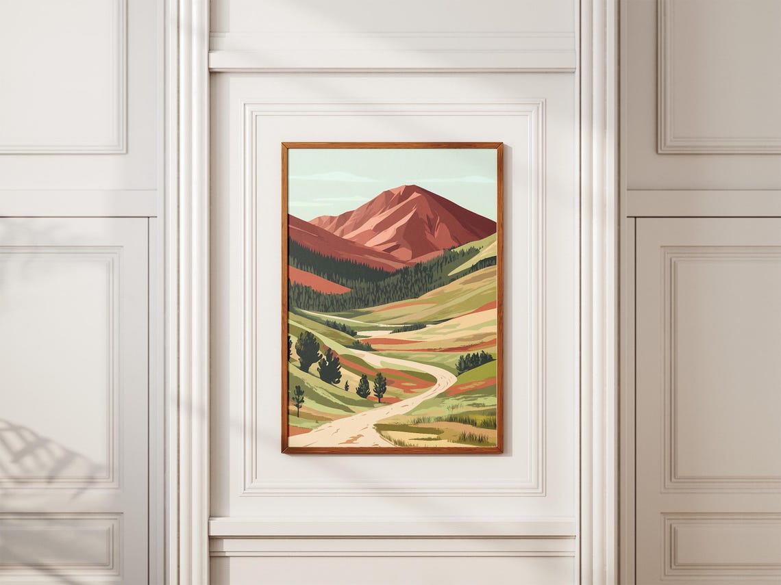 Ubsunur Hollow Glowing Red Mountain Winding Road Mongolia Poster - Image 2