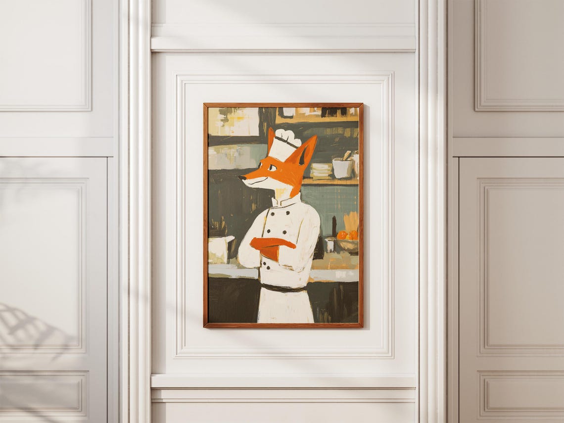 Fox Chef Poster, Matisse-Style Kitchen Art Print - Image 2