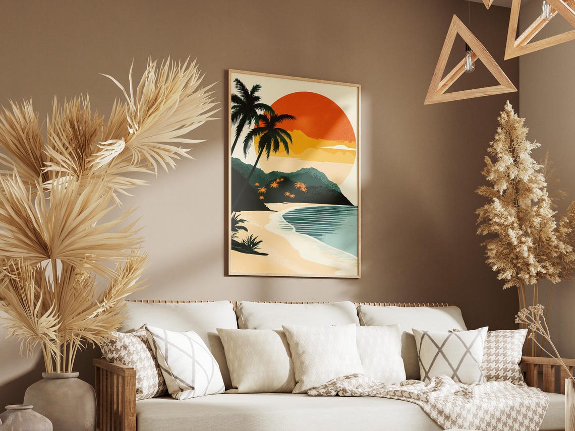Tonga Tropical Beach Sunset Palm Trees Island Coast Travel Poster - Image 3