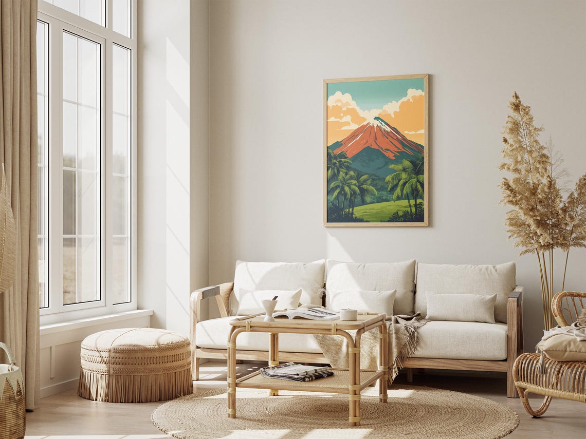 Perfect Cone Volcano Surrounded By Lush Palm Trees Travel Poster - Image 4